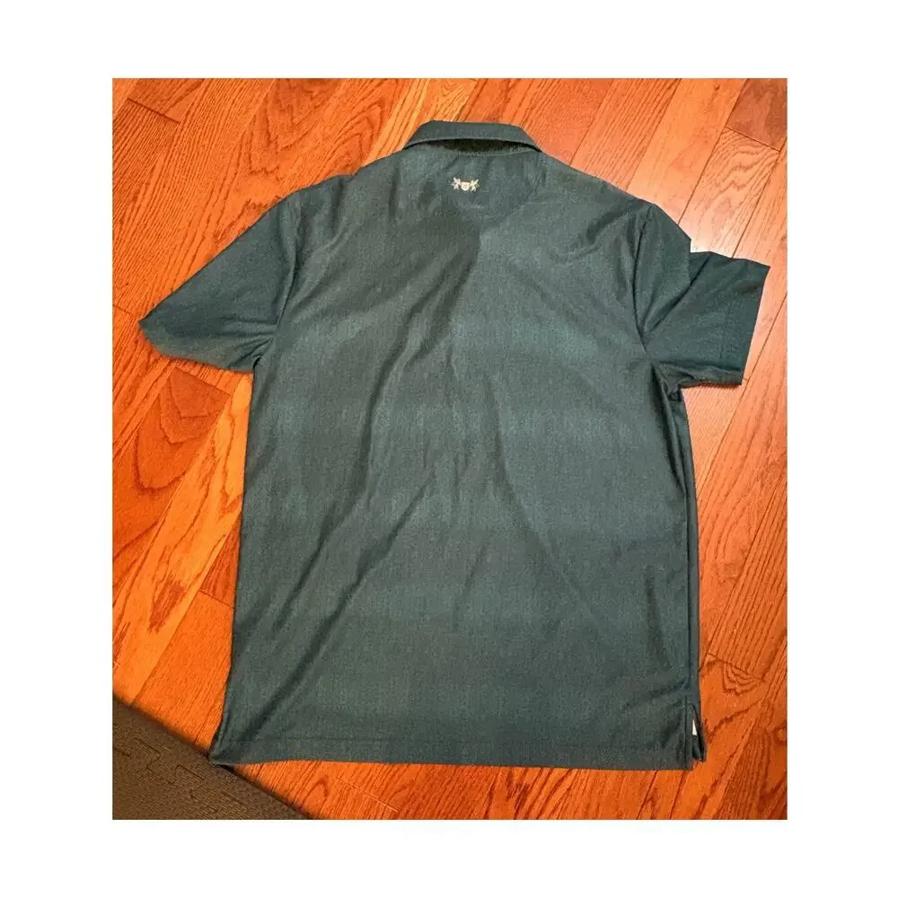 Hickey Freeman Golf Polo‎ Shirt M Green Teal Geometric UPF 30 Stretch Wick